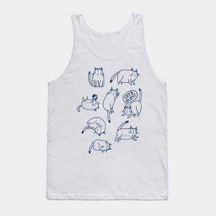 Cute Cats In Different Posses - Cat Lover Cute Design Tank Top